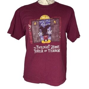 Vintage Disney Twilight Zone Tower Of Terror Mickey Mouse tshirt medium burgundy